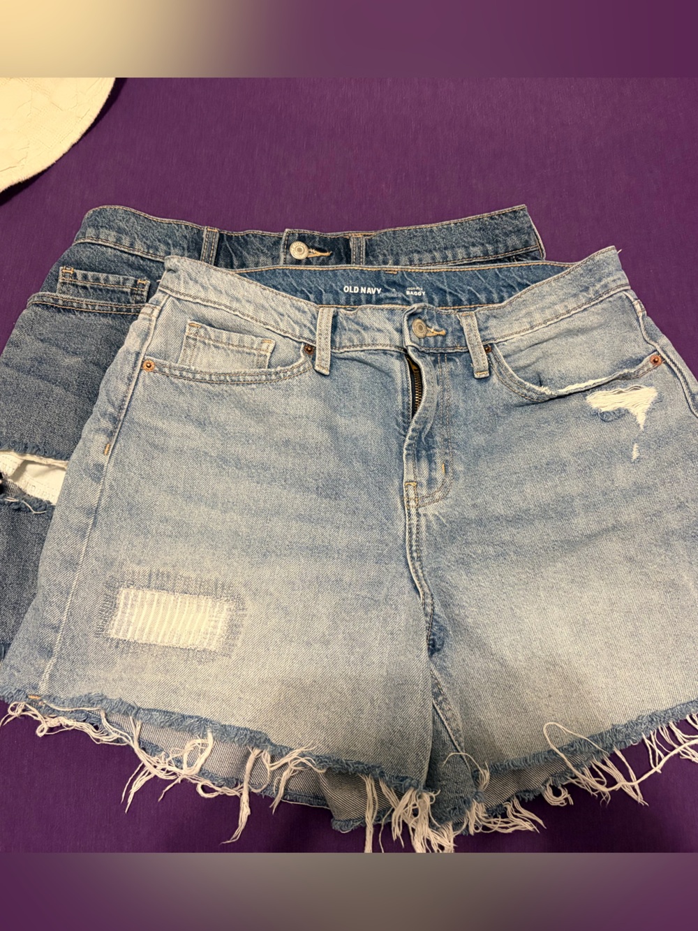 Old Navy Light Wash Frayed Denim Shorts